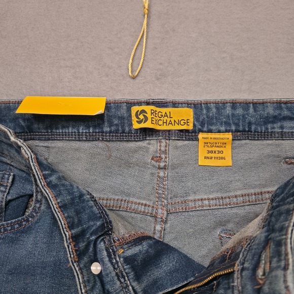 Regal Exchange Men's Denim Blue Super Stretch Jeans Size 38x30 NWT - Picture 4 of 10